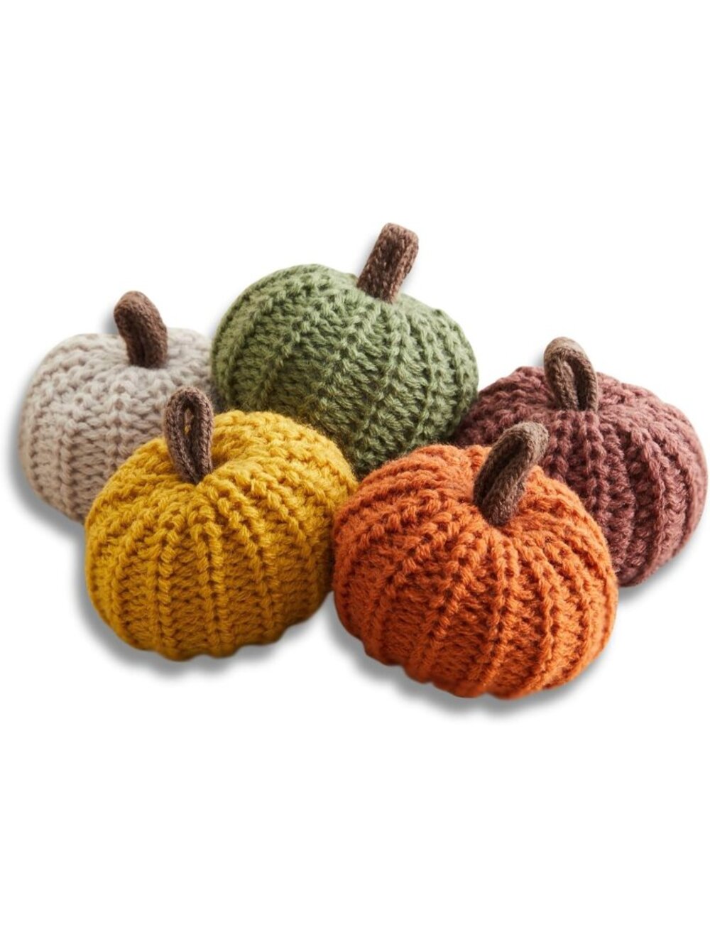Mini Knit Pumpkins set of 5 Halloween Decor Autumn Bowl Fillers Fall Farmhouse